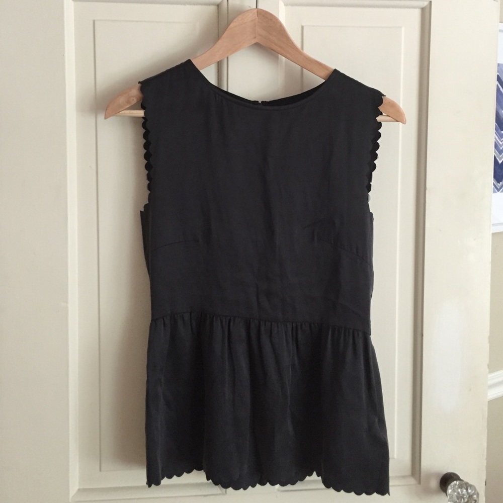 Madewell silk scallop peplum top